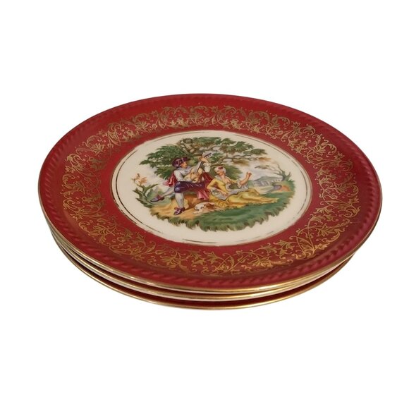 Winterling Bavaria Germany Courting Couple Plate With Gold Accents Set of 3 - Picture 5 of 8